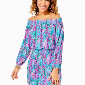 Lilly Pulitzer Cyla off the Shoulder ROMPER XL